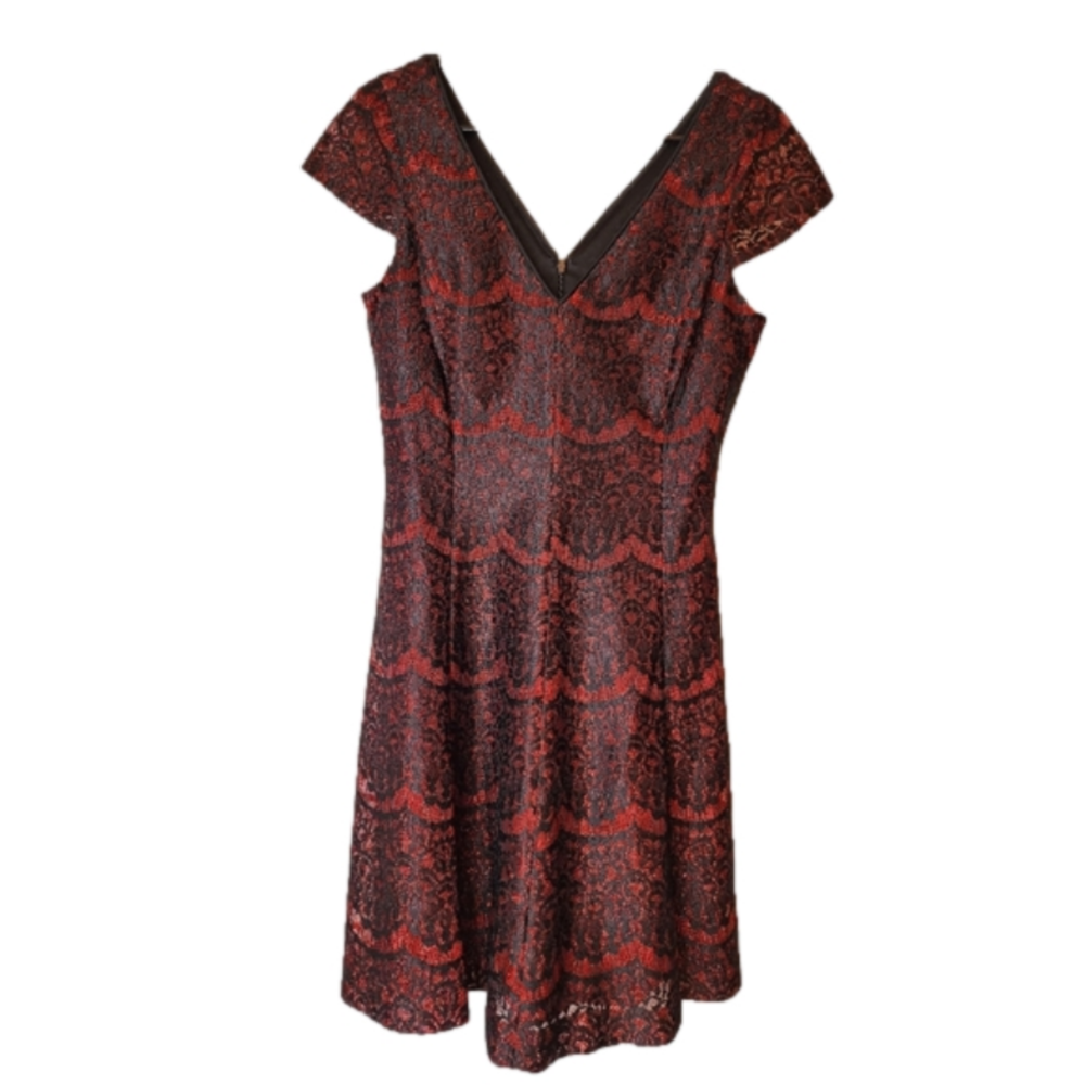KENSIE metallic red and black dress. Size 6 - Picture 3 of 6